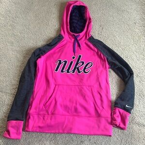 Women’s Nike hot pink gray hoodie. Size M. Great condition